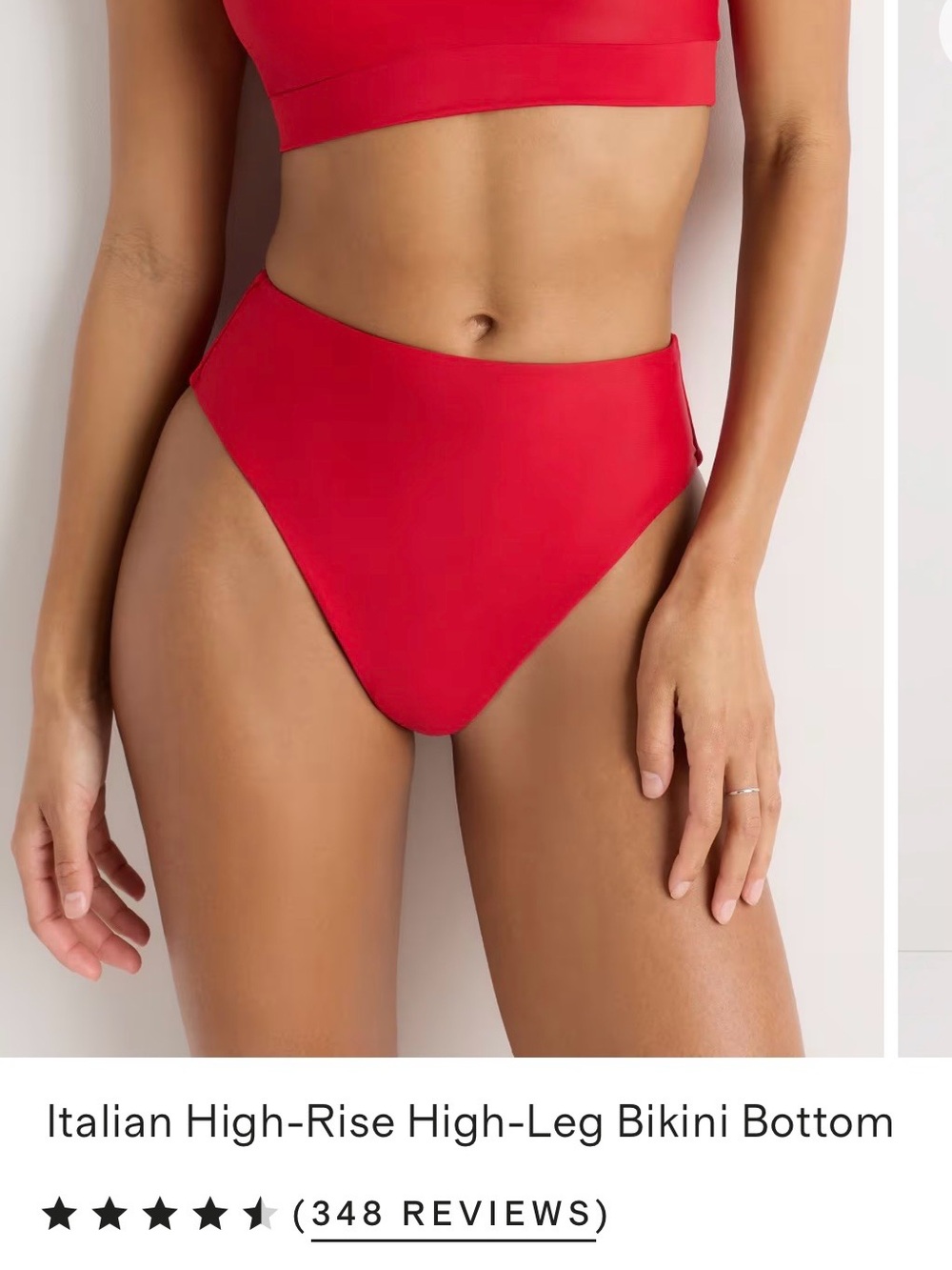Quince Italian High-Rise High-Leg Bikini Bottom - Red